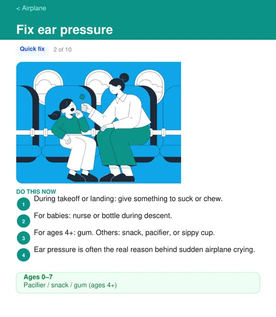 Strategy: Fix ear pressure — what to do at takeoff and landing by age